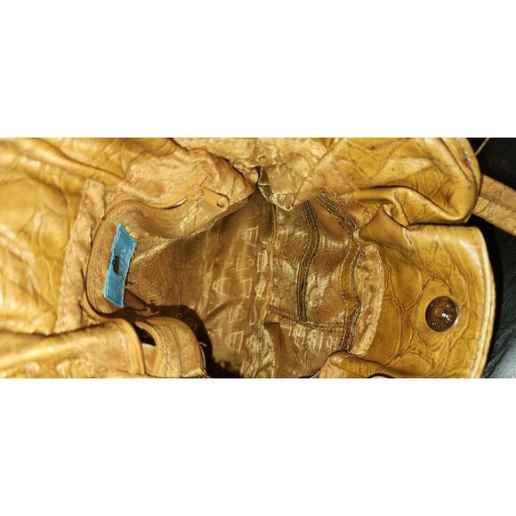 VTG Kathy Van Zeeland Yellow Faux Leather Shoulder Bag W/ Silver Tone Hardware - Picture 6 of 11